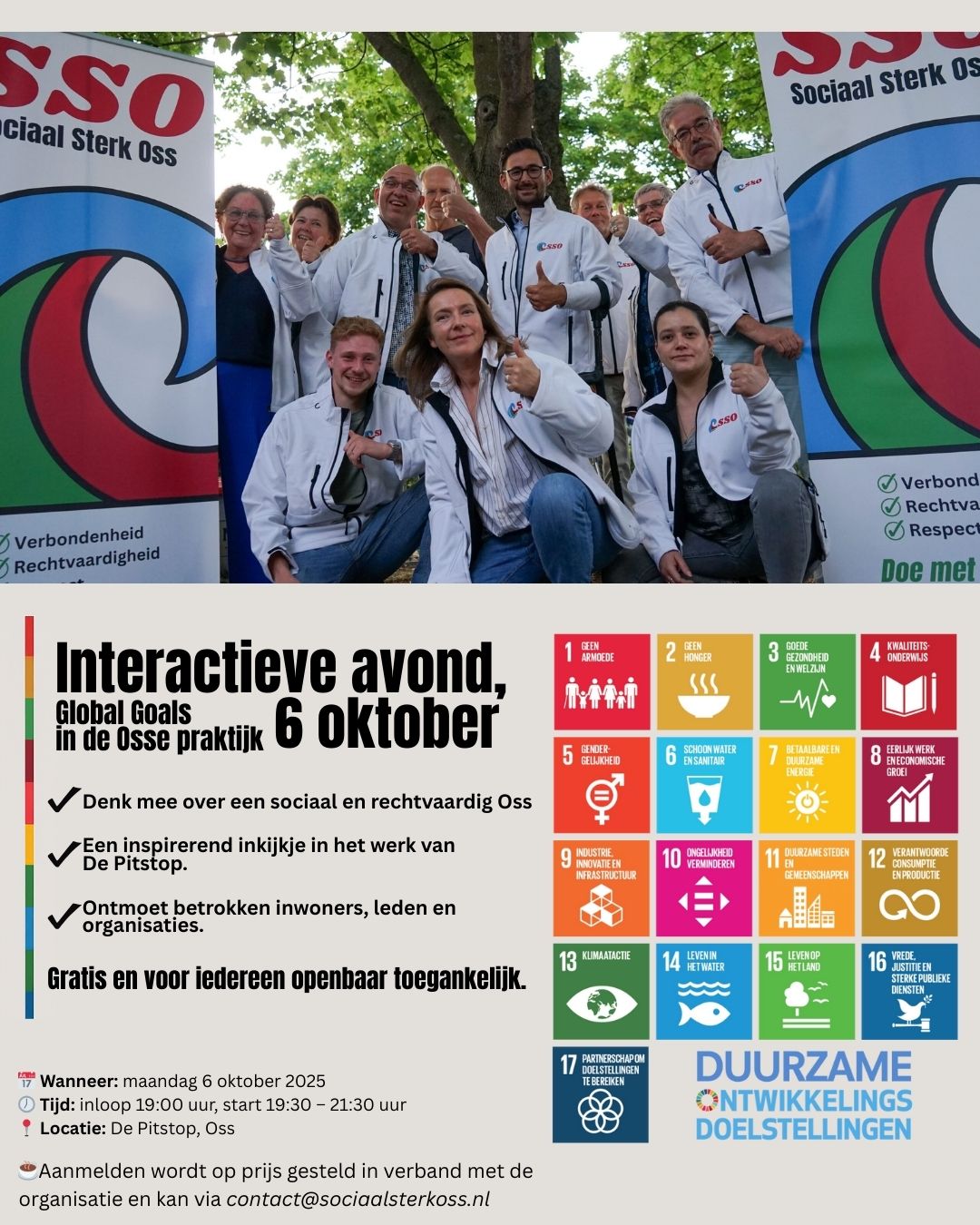 Sociaal Sterk Oss organiseert interactieve avond over Global Goals